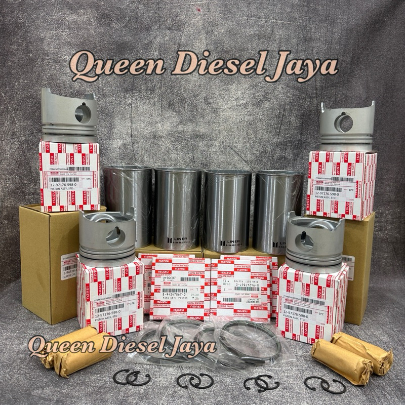 Liner Set / Liner Komplit / Liner + Piston Assy + Ring Piston Isuzu Panther 2.5cc (4JA1) STD Grade A