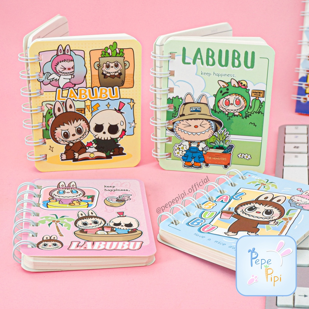 

Notebook Spiral A7 Labubu Note book Kawat Hard Cover Catatan Saku Agenda Mini Buku QT-93028 BK-1666