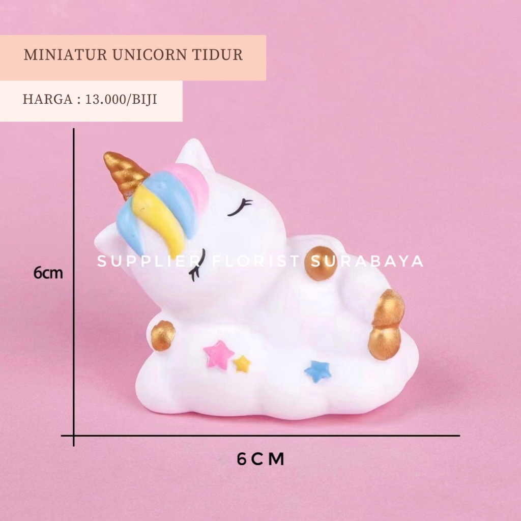 [1 BIJI] MINIATUR UNICORN TIDUR KUDA PONI PUTIH PELANGI LUCU HIASAN KUE TART ANAK PEREMPUAN DREAM MI