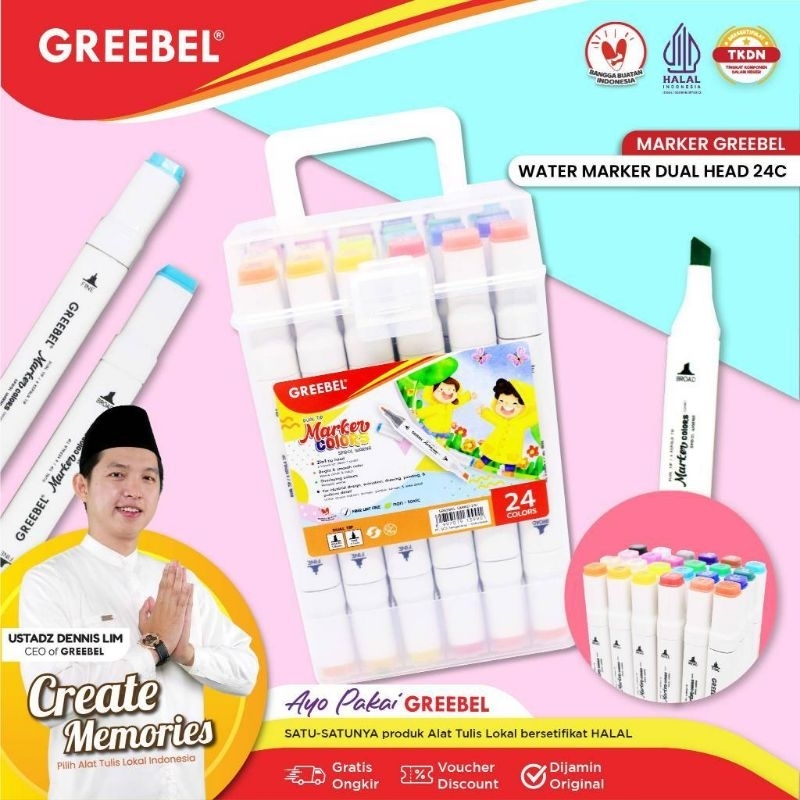 

greebel acrylic marker single head/spidol sketsa 12warna