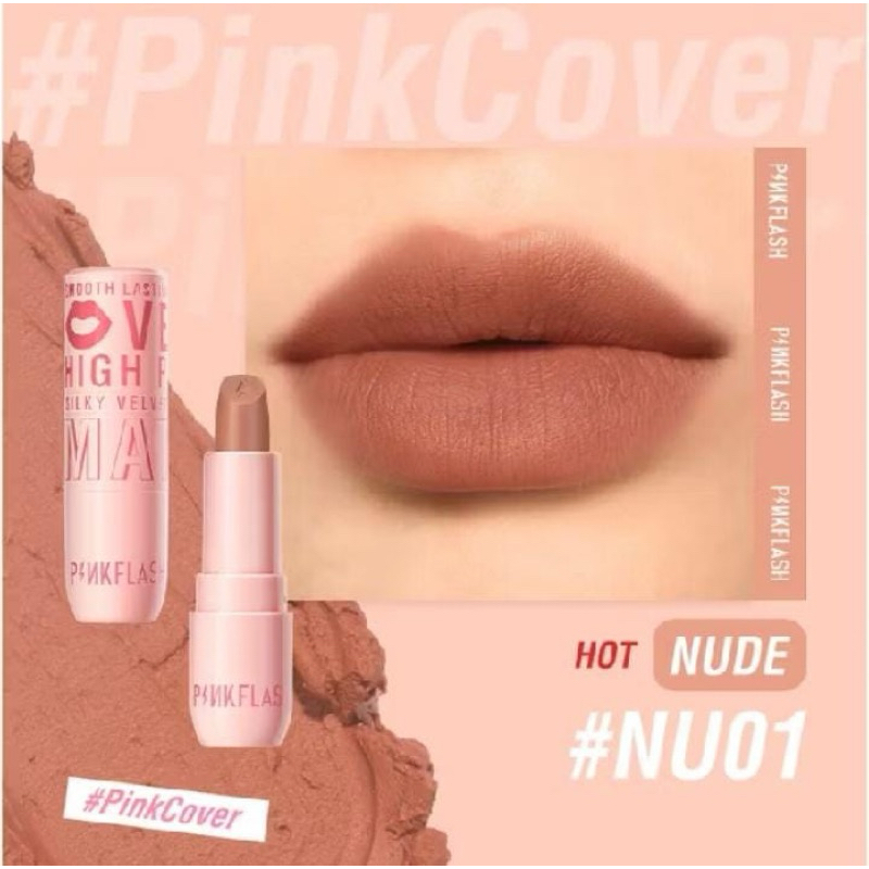 PINKFLASH Velvet Matte Lipstick Lip Cream Tahan lama Terasa creamy (NU01)