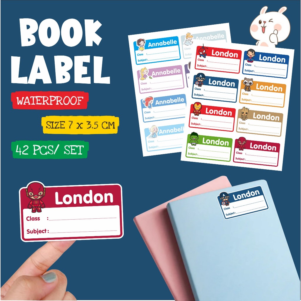 

Book Label | Label buku sekolah anak custom nama - waterproof