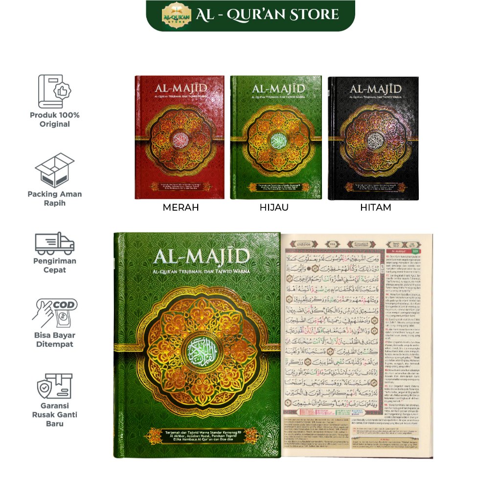 Alquran Tajwid Berwarna - Al Quran Al Majid A4 Terjemah Ukuran Besar Tulisan Jelas Kertas QPP