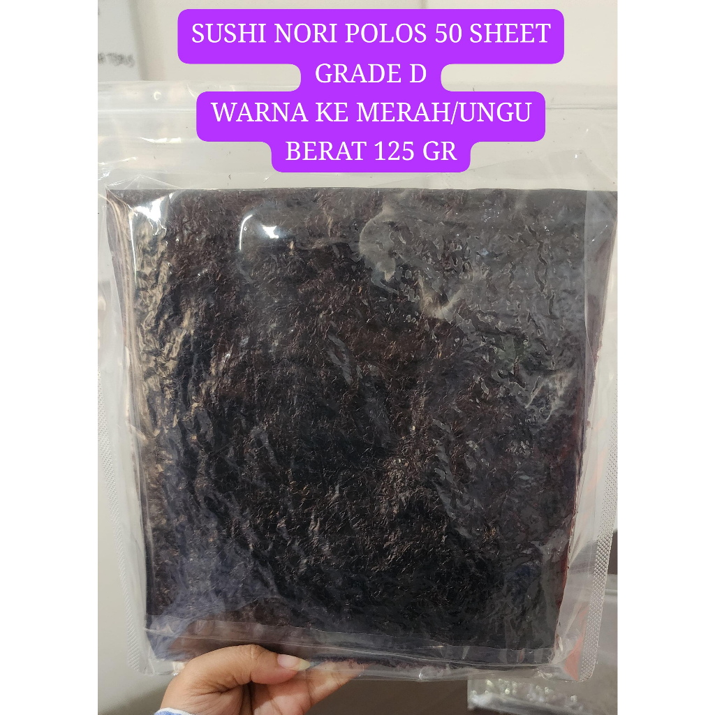 

SUSHI NORI POLOS ISI 50 LEMBAR GRADE C HALAL RUMPUT LAUT PANGGANG ROASTED SEAWEED - WARNA KEMERAHAN SAMA SEPERTI SAKAO SP TERDAHULU