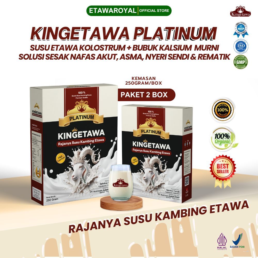 

Kingetawa Platinum Susu Kambing Etawa Premium Untuk Nyeri Sesak Nafas dan Rematik Paket 2 Box