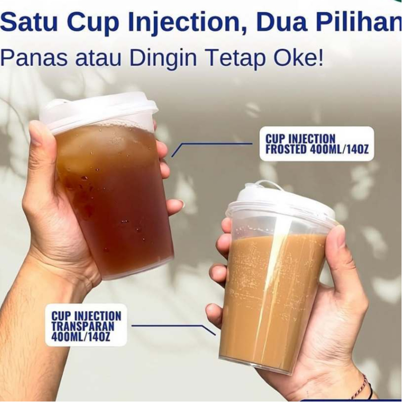 Cup PP Injection 14 Oz 400 ml + Lid / Cup Gelas Plastik Injection 14 Oz