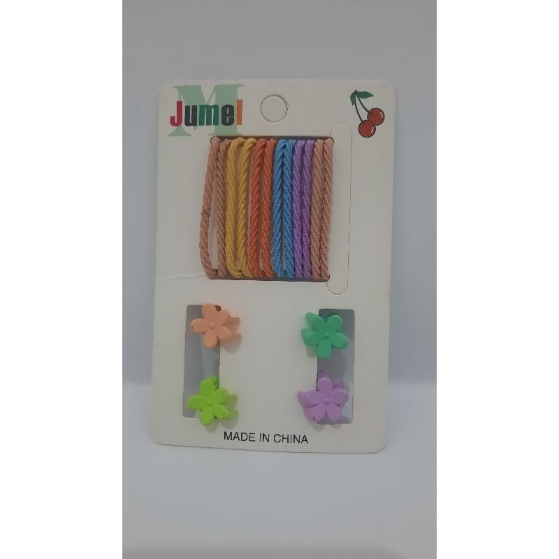 Set ikat rambut dan jepit rambut anak warna warni