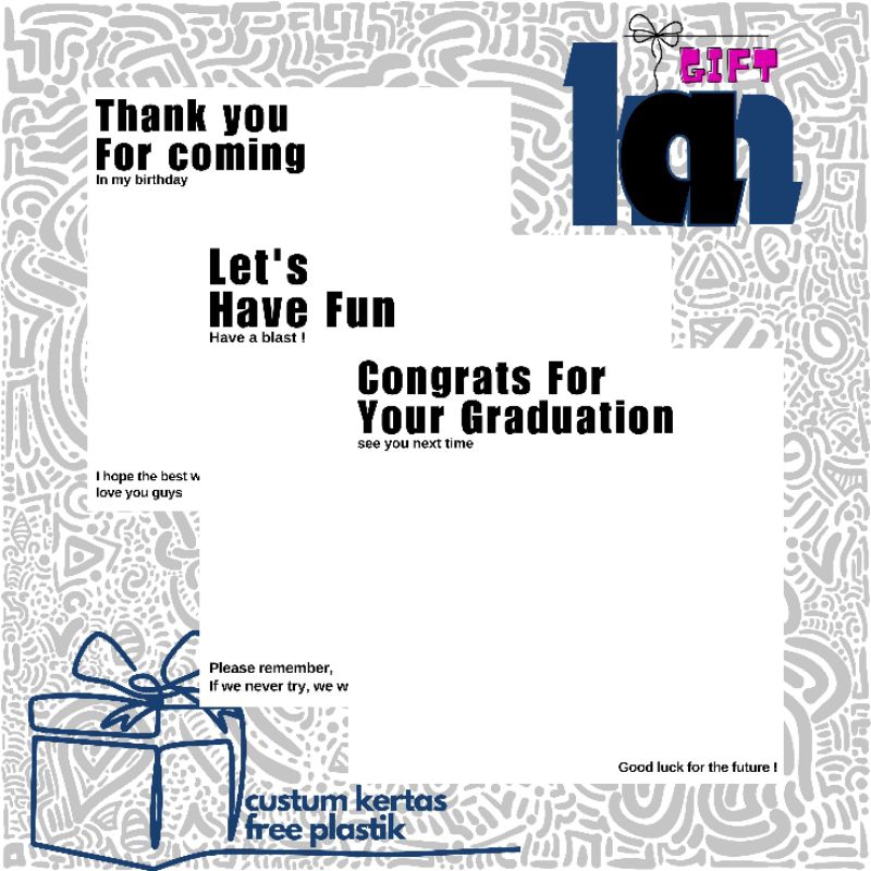 

HAN GIFT - ALAS PACKAGING | MINI GIFT 2 CUSTOM KERTAS FREE PLASTIK | KARTU UCAPAN