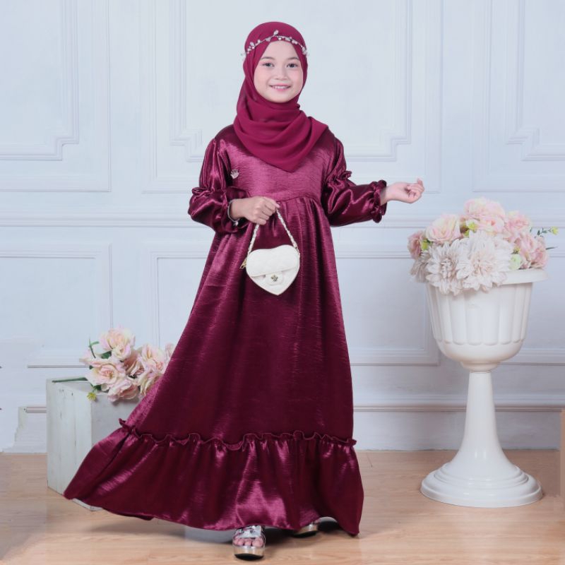 GAMIS KALUNA / GAMIS ANAK SATIN SILKY/ GAMIS ANAK SILK PREMIUM
