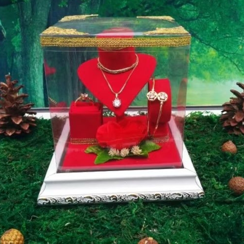 KOTAK PERHIASAN.BOX HANTARAN.KALUNG GELANG CINCIN TUTUP MIKA