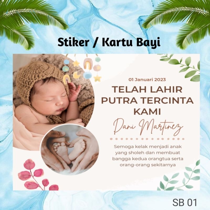 stiker tasyakuran aqiqah / kartu nama bayi