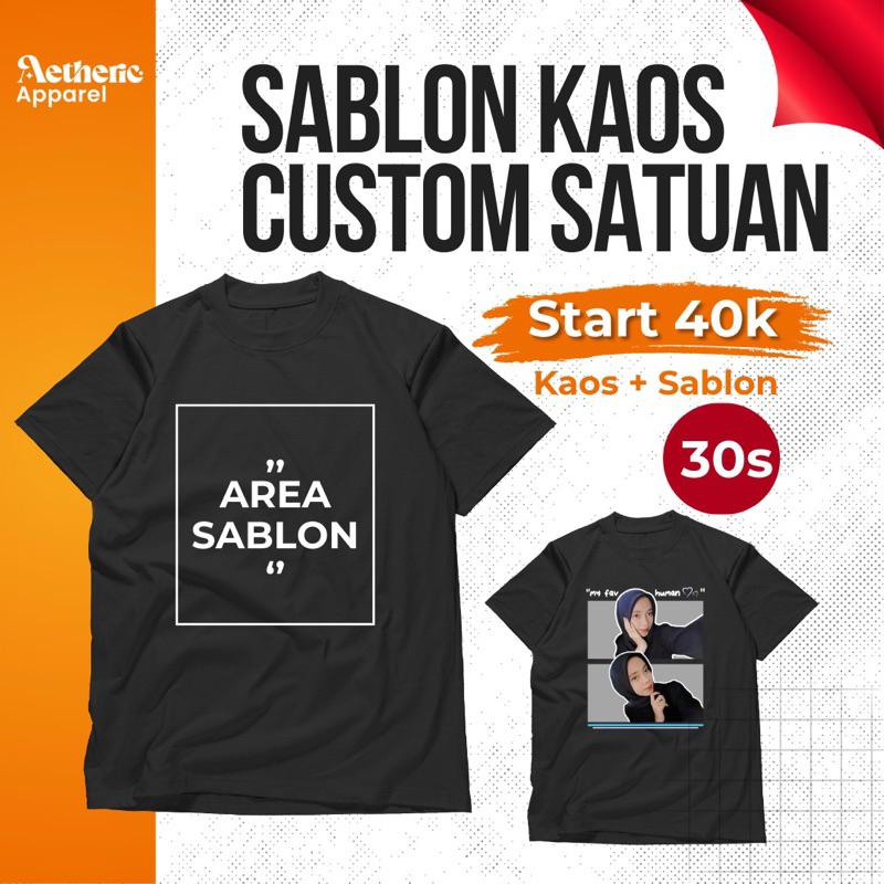 KAOS SABLON CUSTOM SATUAN/KAOS SABLON SATUAN/KAOS SABLON