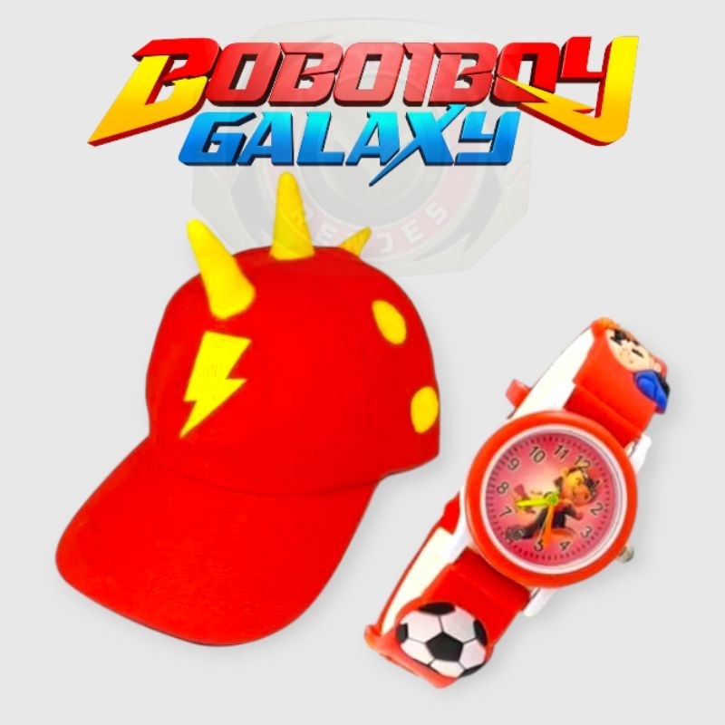 Set Jam Tangan Anak-anak + Topi Karakter Boboiboy Keren
