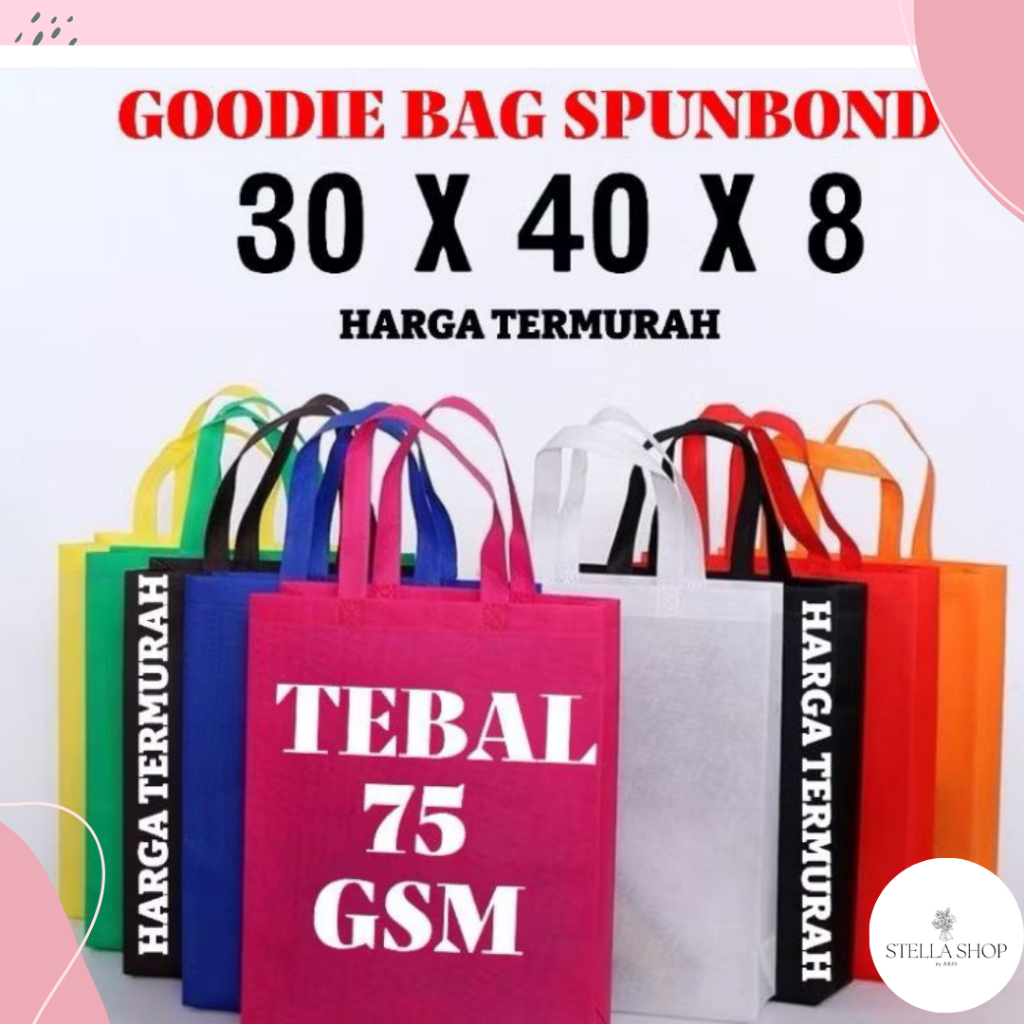 

GOODIE BAG SPUNBOND 30X40X8 TAS KAIN KANTONG TAS SOUVENIR TAS SPONBOND TALI LIPAT