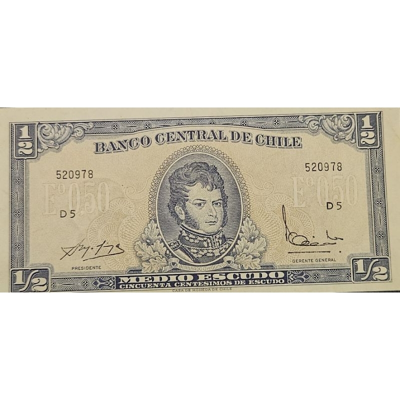 Uang Negara Chile 1/2 Escudo tahun 1962 Kondisi UNC  Mulus Dijamin original 100%