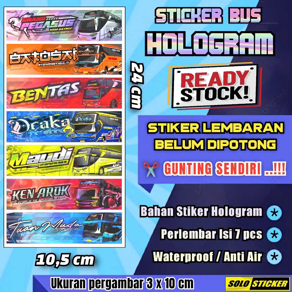 

Stiker Bus Panjang Hologram Lembaran Isi 7pc