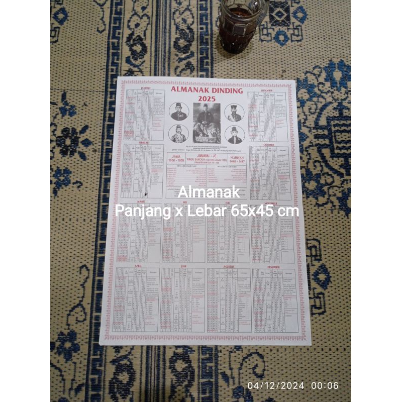 

Almanak Dinding Panjang x Lebar 65x45 cm 2025