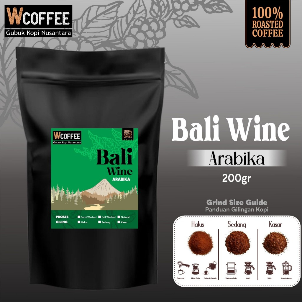 

Kopi Arabika Bali Wine Arabica Coffee Bean 200 gr - Biji Kopi wcoffee