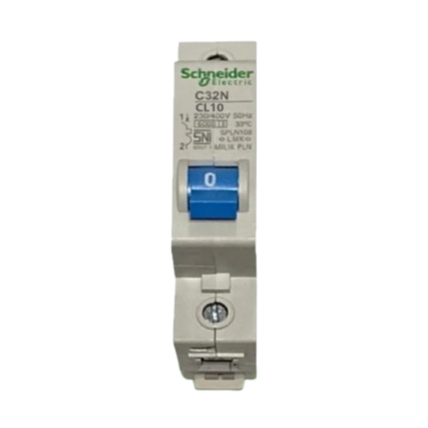 MCB SCHNEIDER 10 AMPERE 10A CL10 C32N BIRU SPLN PLN BENSER 2300W 2300WATT PEMUTUS ARUS KWH LISTRIK M