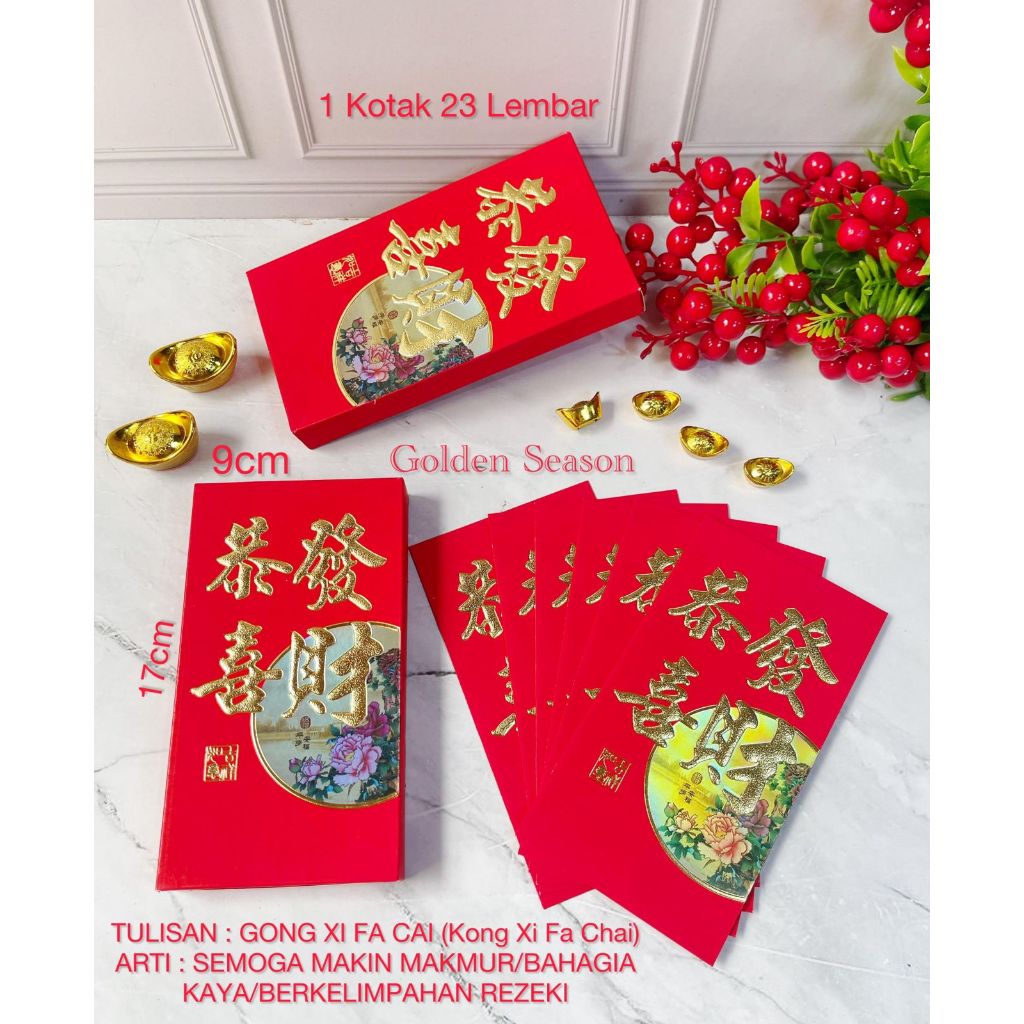 

Angpao Imlek Panjang Isi 23pcs Fu / Gong Xi Fa Cai / Amplop Sincia / Hongbao