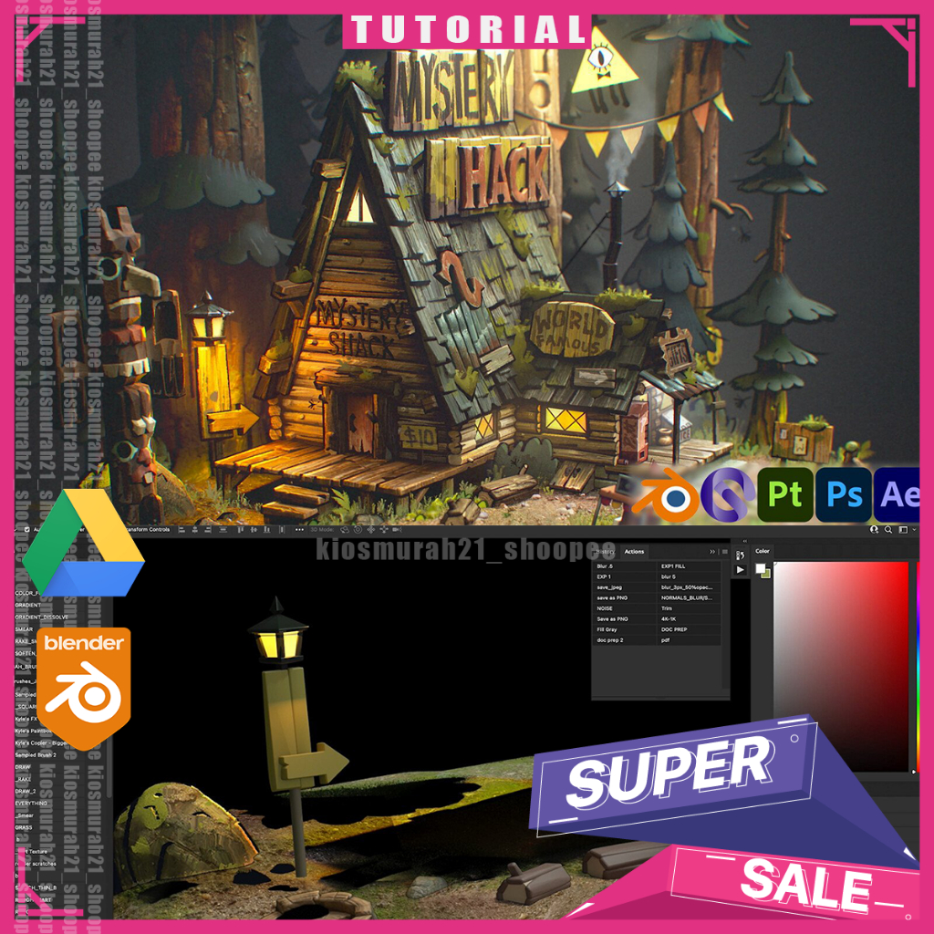 Blender 3D - Mystery Shack - Stylized 3D Diorama - Tutorial 3D Blender Tutorial