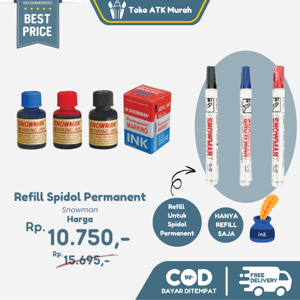 

Refill Tinta Spidol Permanent Snowman MIG-20