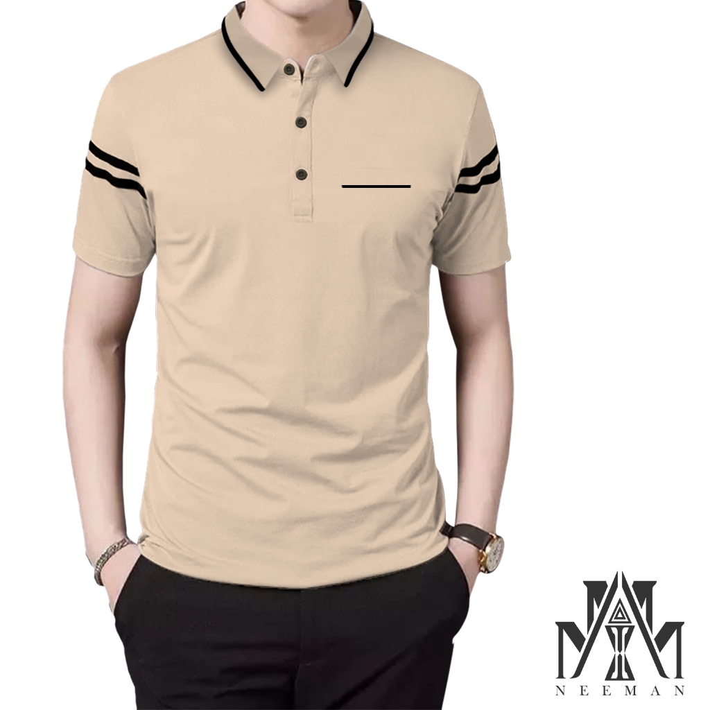 KAOS KERAH POLO DAUN SAKU GARIS COMBED 24S