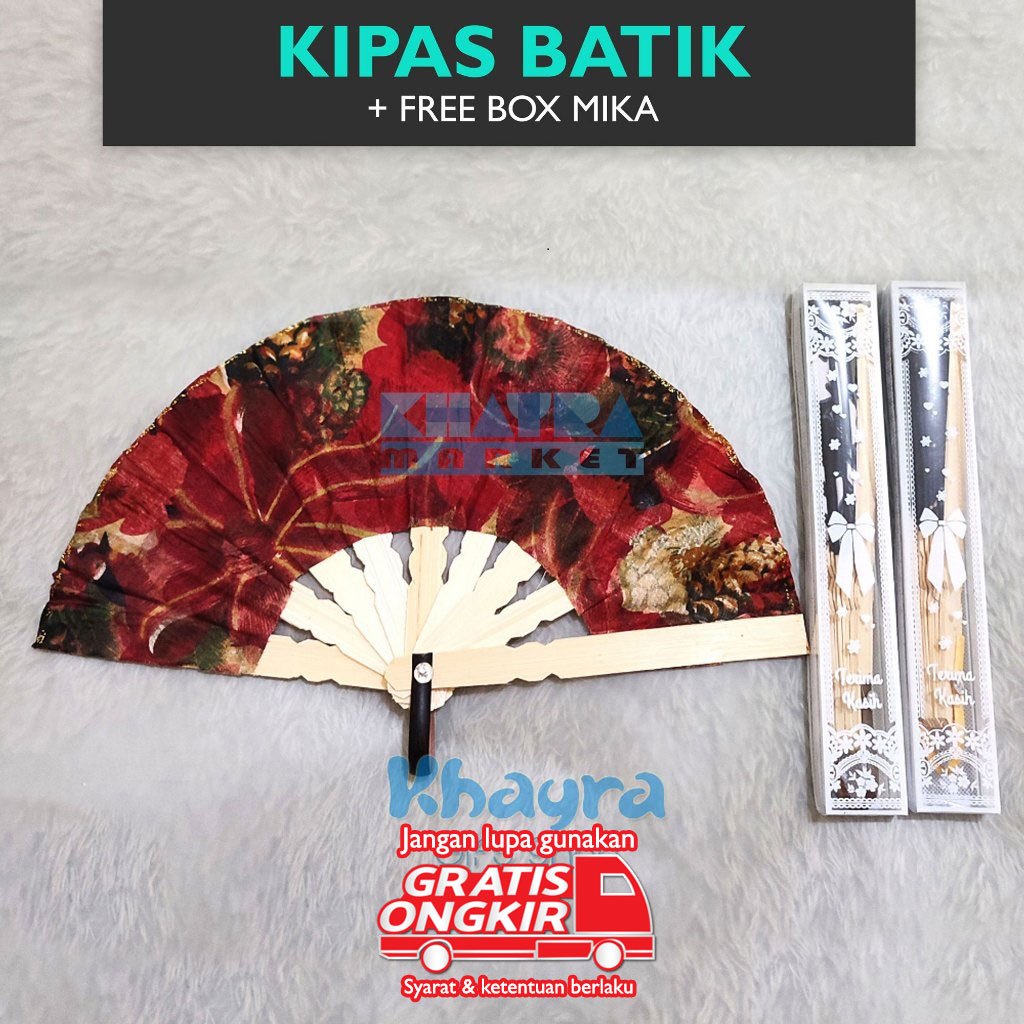 Souvenir Nikah Kipas Batik - Souvenir Pernikahan Murah Grosir - Souvenir Kipas Batik