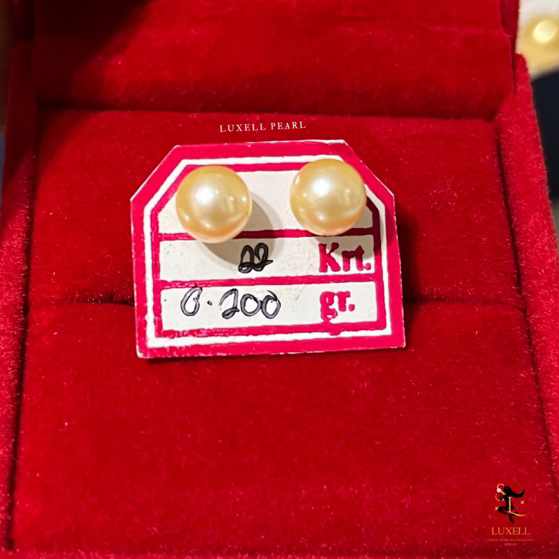 Giwang Mutiara Air Laut Emas 22K| Giwang Baby pearl Mutiara Air laut asli