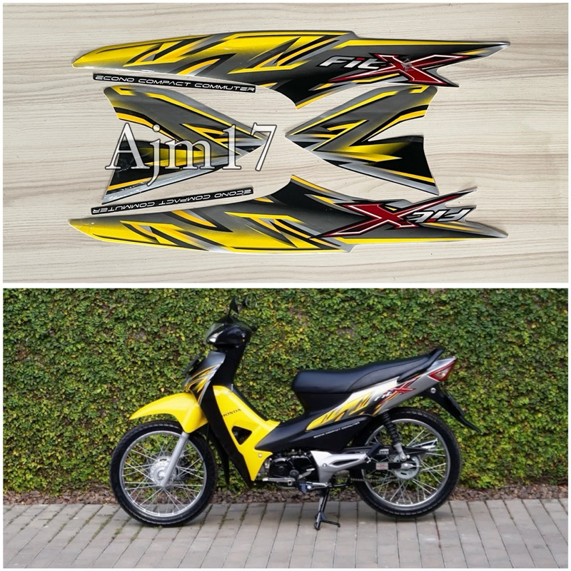 STIKER STRIPING MOTOR SUPRA FIT X 2008 KUNING SILVER
