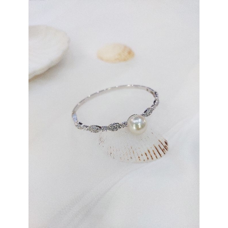 Gelang emas putih 18k (75%) asli mutiara air laut