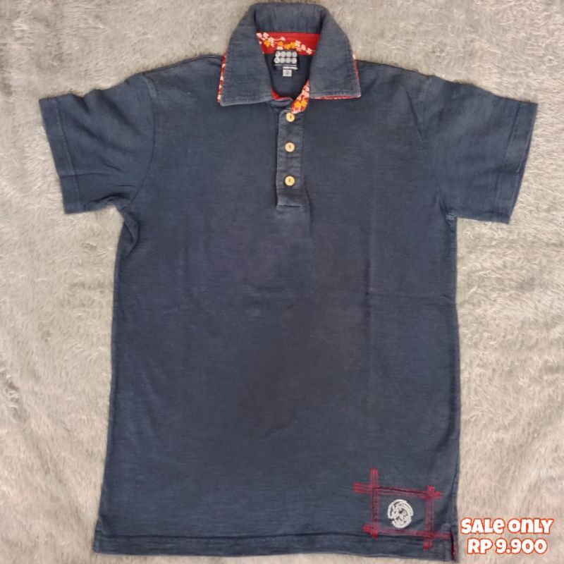 Kaos Polo TAKEO KIKUCHI Pria Lengan Pendek Biru