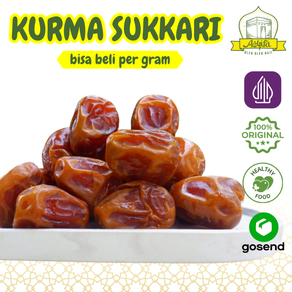 

Kurma Sukari Basah 1KG Lembut Manis Daging Tebal Kurma Sukkari Raja Madu Al Qassiem Kaya Nutrisi