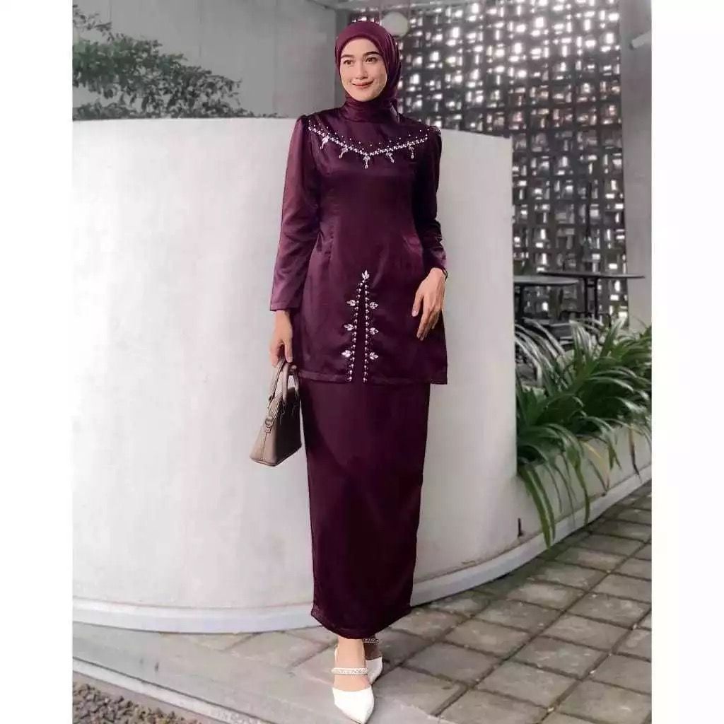 ADA JUMBO - Oneset Fayra Baju Kurung Malaysia Setelan Wanita Kondangan Melayu Full Payet Modern