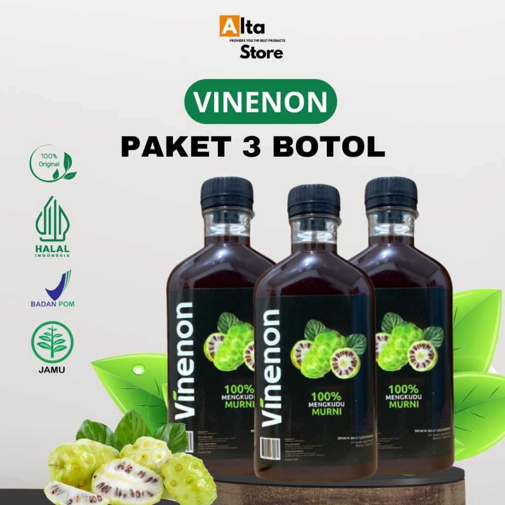 

VINENON 3 Botol cuka mengkudu untuk Hancurkan Batu Ginjal & Melancar Purin dalam tubuh - 300ml