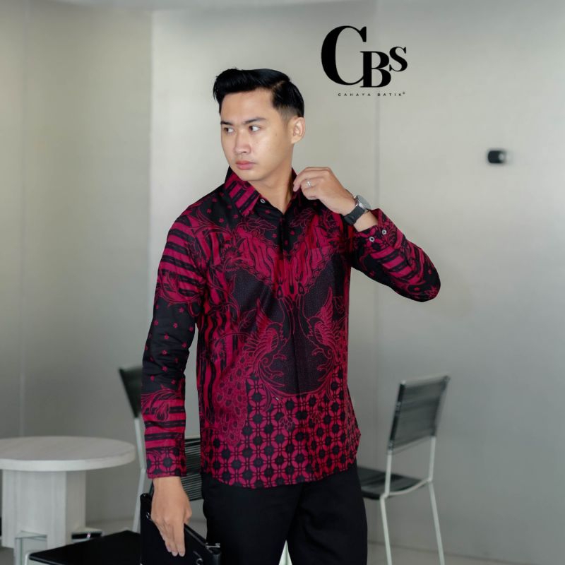 Kemeja Batik Pria Lengan Panjang Slimfit Premium Bahan Katun Halus Lapis Furing Motif Kaffa Kancing 