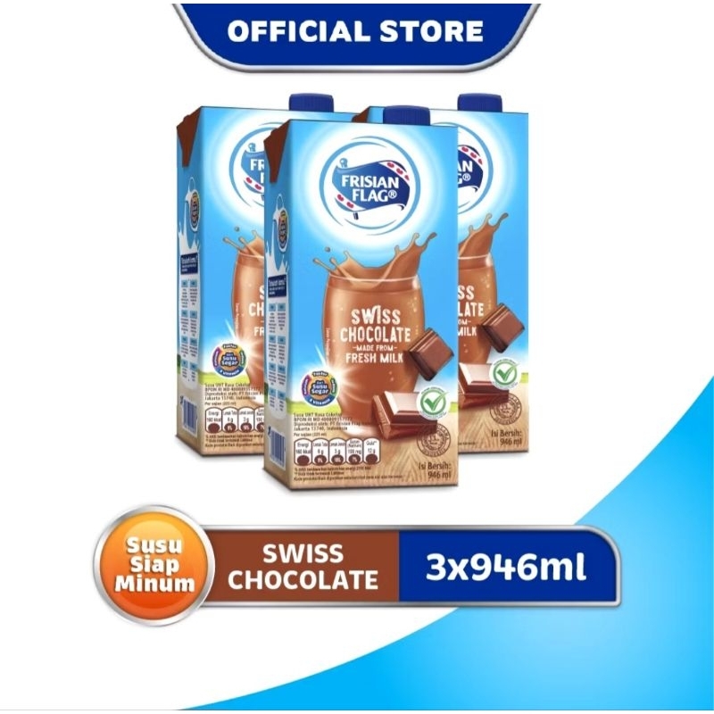 

FLASH SALE 12.12 Susu Frishian Flag Family UHT Swiss Chocolate 946ml x 3 pcs