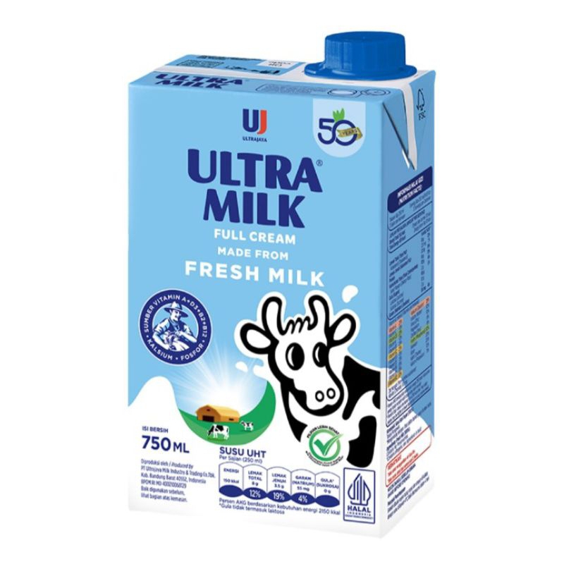 

Ultra Milk Susu UHT Full Cream Kotak 750 ml