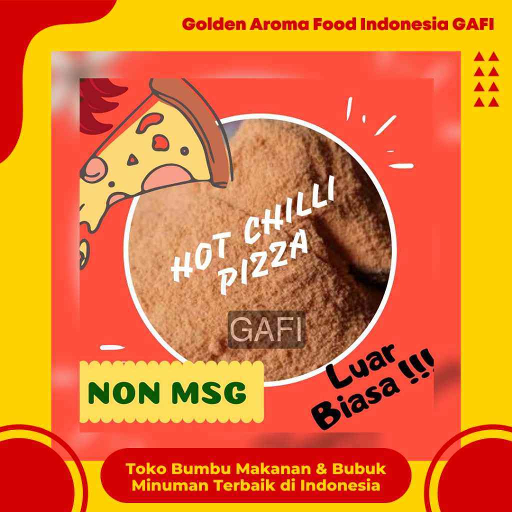 

GAFI Food Rasa Pizza Pedas NON MSG 1 kg Enak Murah Lezat Gurih Halal, Hot Chilli Pizza Flavour NON MSG Seasoning Powder 1 kg