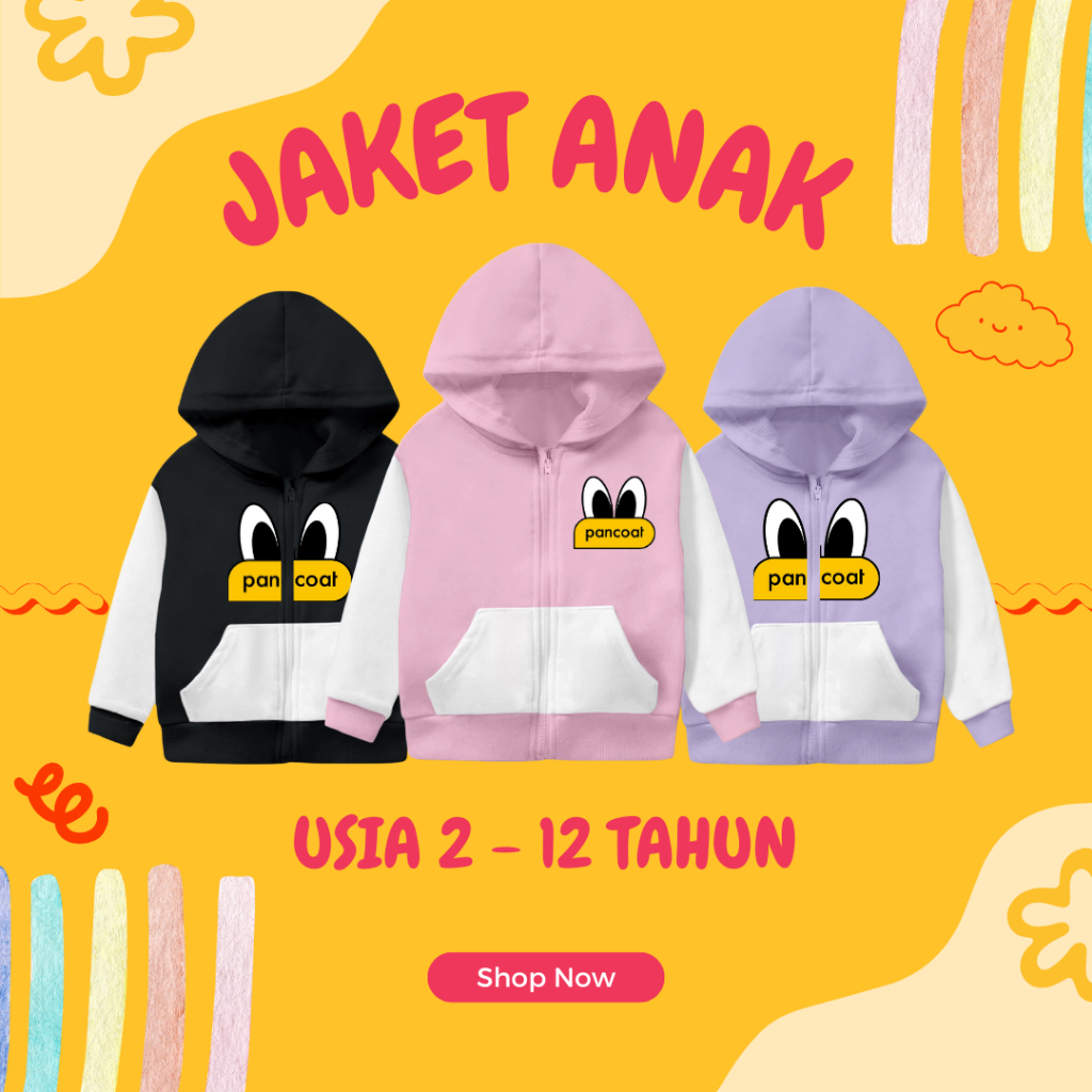 JAKET ZIPPPER HOODIE PANCOAT ANAK LAKI-LAKI / PEREMPUAN USIA 7 8 9 10 TAHUN