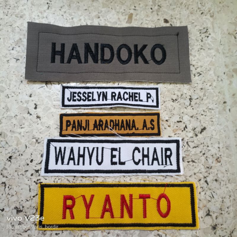 nama bordir name tag bordir