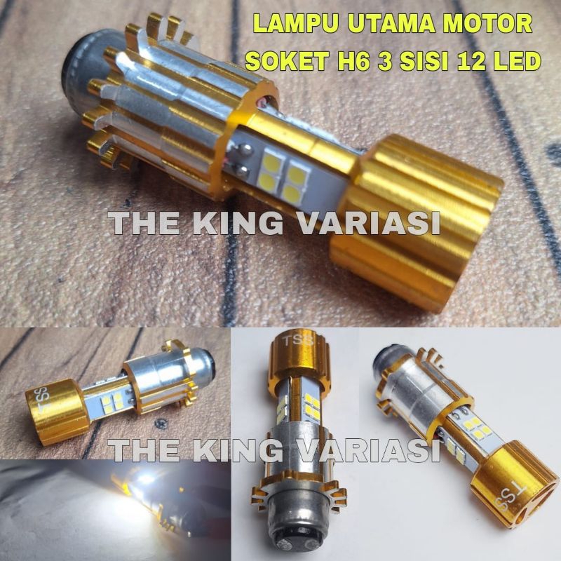 LAMPU UTAMA MOTOR SOKET H6 3 SISI 12 KED CAHAYA PUTIH / LAMPU UTAMA MOTOR H6 HI LOW CAHAYA PUTIH / L