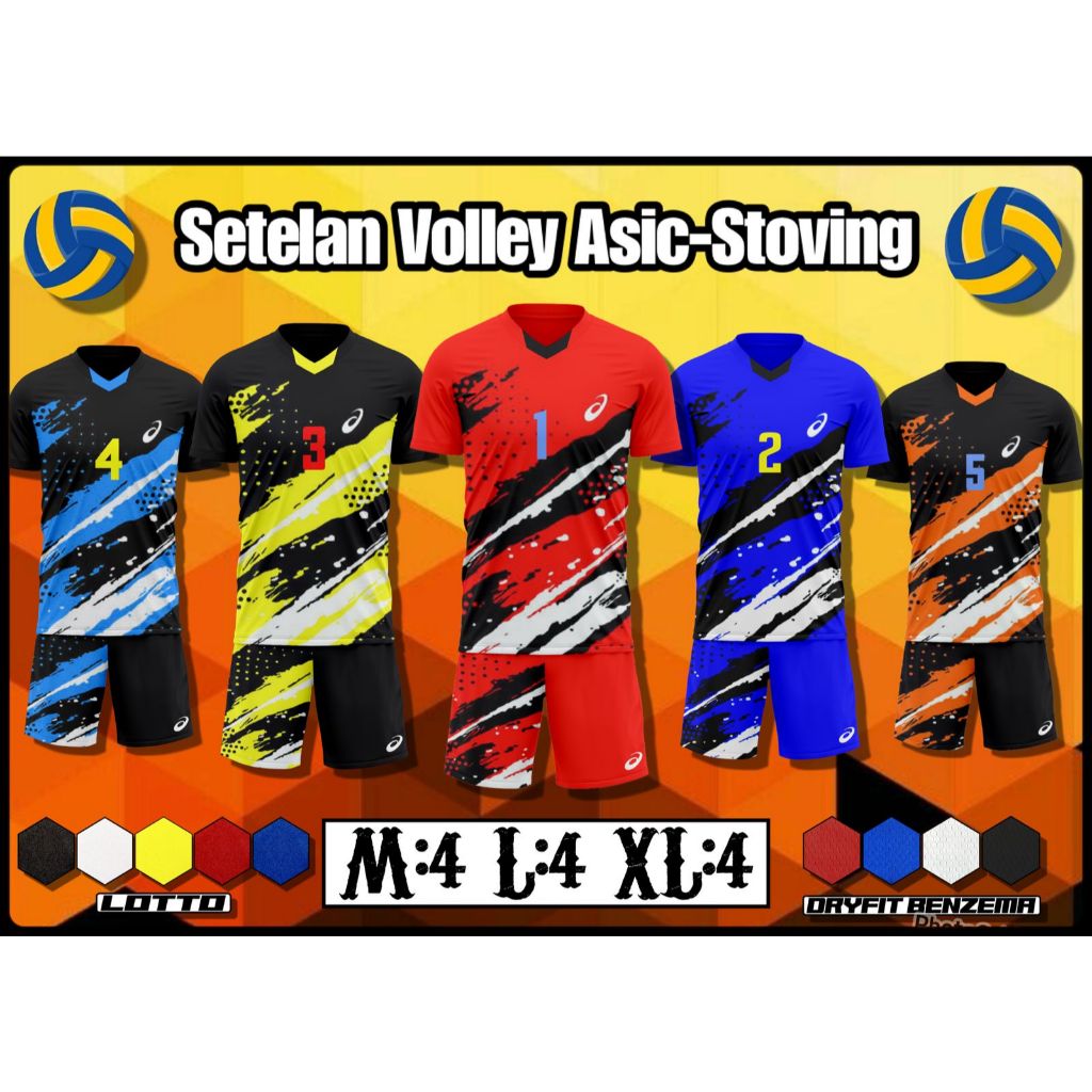 SKVMZ ( Lusin )  Setelan Baju Jersey Voli Asics  Jual perTeam isi 12 stel