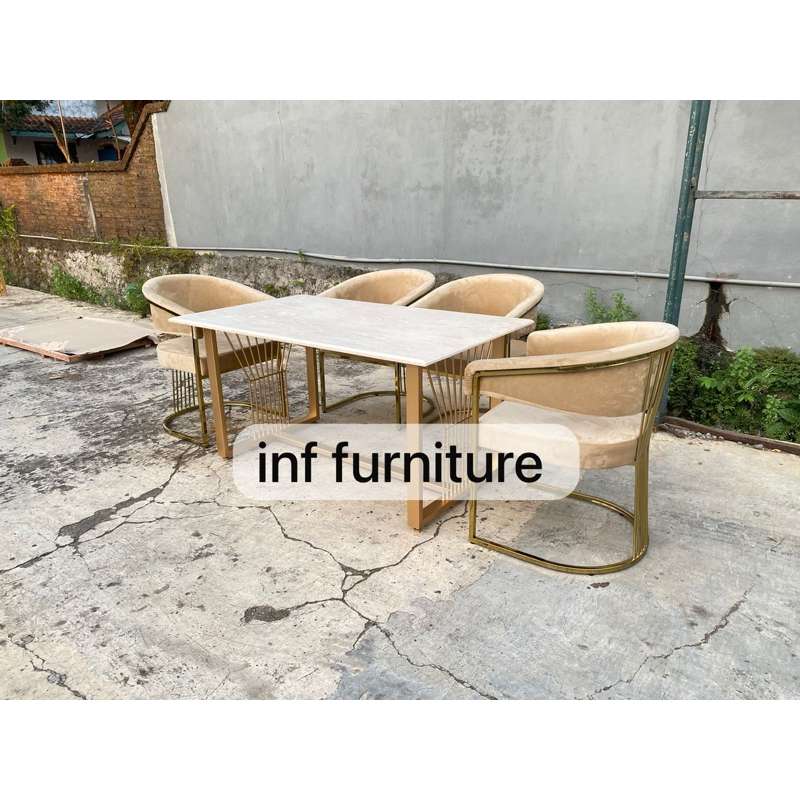 kursi makan stainless gold kursi makan estetik stainless