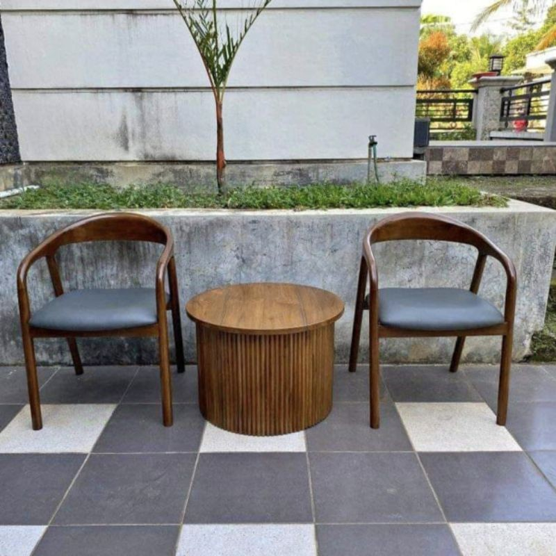 Set Kursi Teras & Meja Salur – Desain Minimalis Modern dari Kayu Jati Jepara
