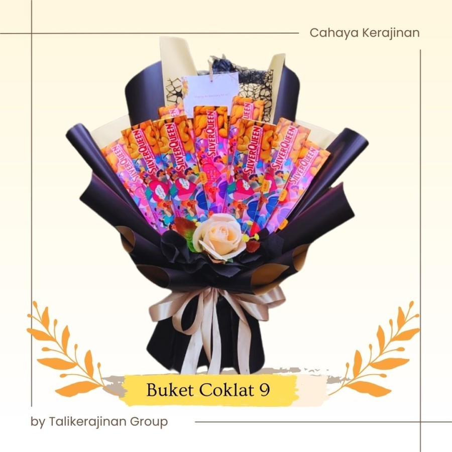 

BUKET COKLAT SILVERQUEEN 58GR ISI 9PCS KADO SPESIAL ULANG TAHUN FREE KARTU UCAPAN BISA INSTAN