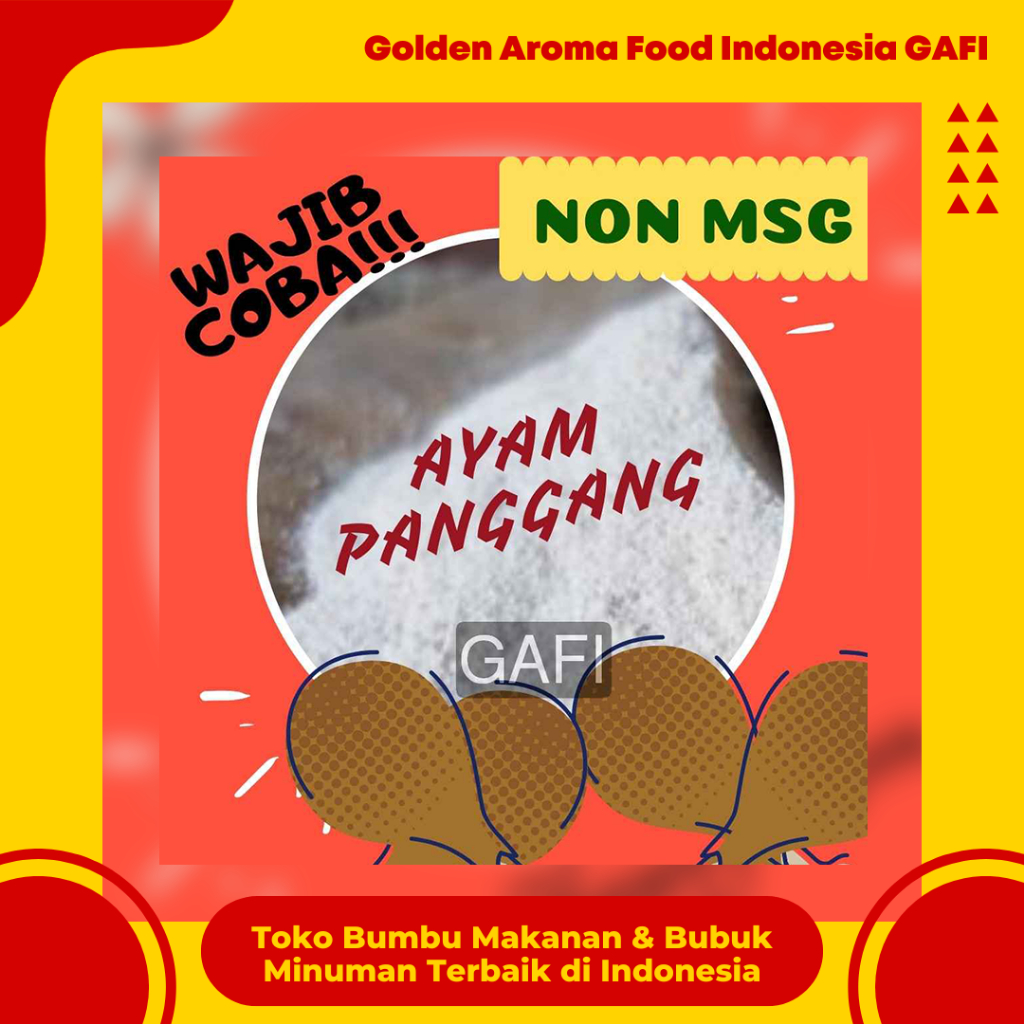 

GAFI Food Bumbu Tabur Rasa Ayam Panggang NON MSG 1 Kg Murah Lezat Halal, Roast Chicken Flavour NON MSG Seasoning Powder 1Kg