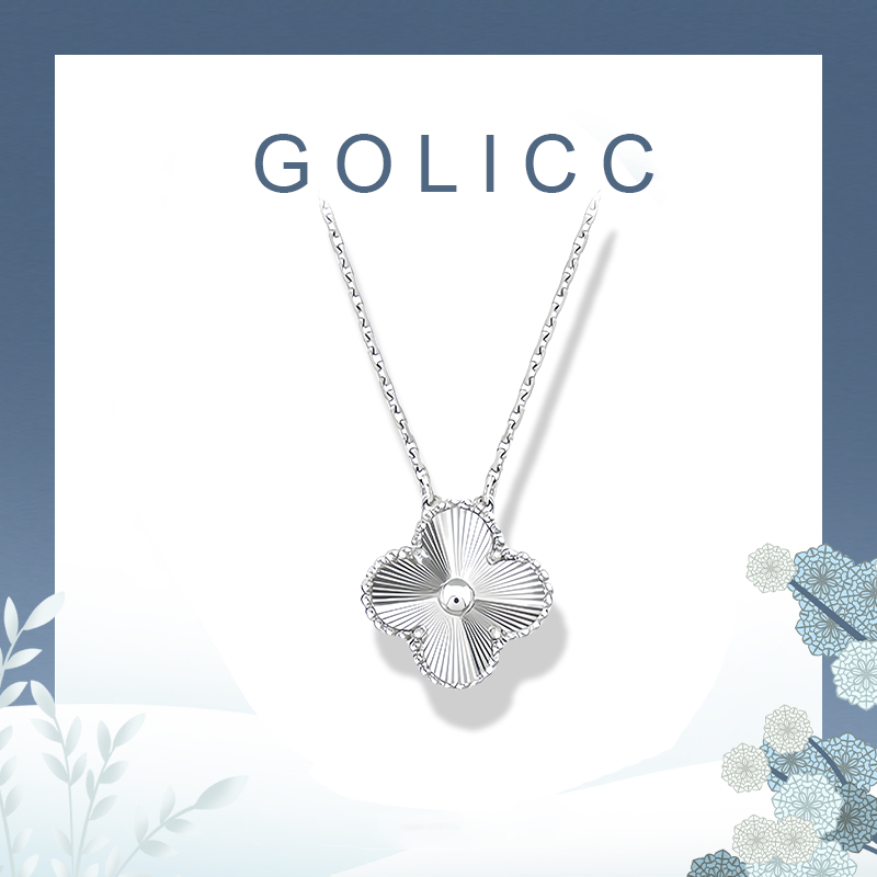 GoLicc - Kalung Wanita, Kalung Emas Putih Berlapis Emas 17K, Liontin Kalung