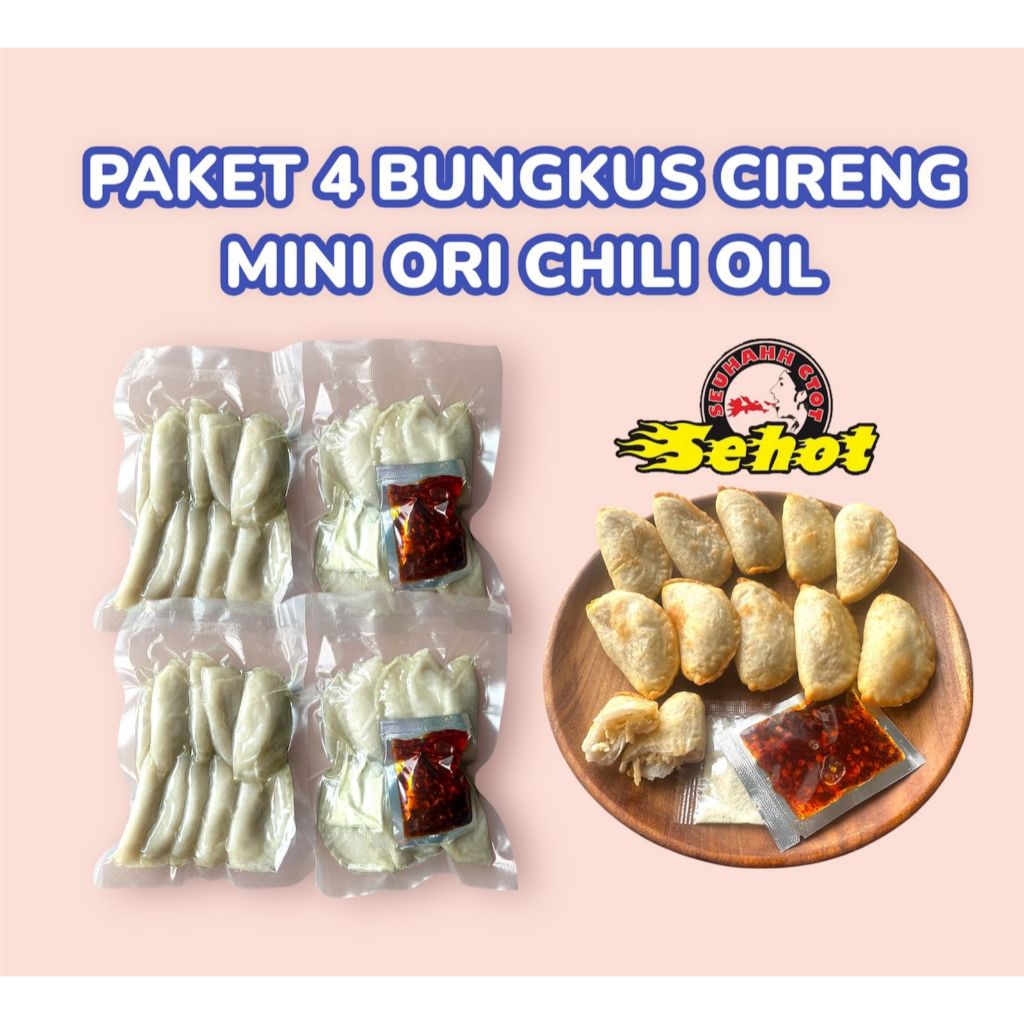 

PAKET HEMAT 4 PACK CIRENG MINI ISI AYAM ORIGINAL FREE SAMBAL CHILI OIL PEDAS