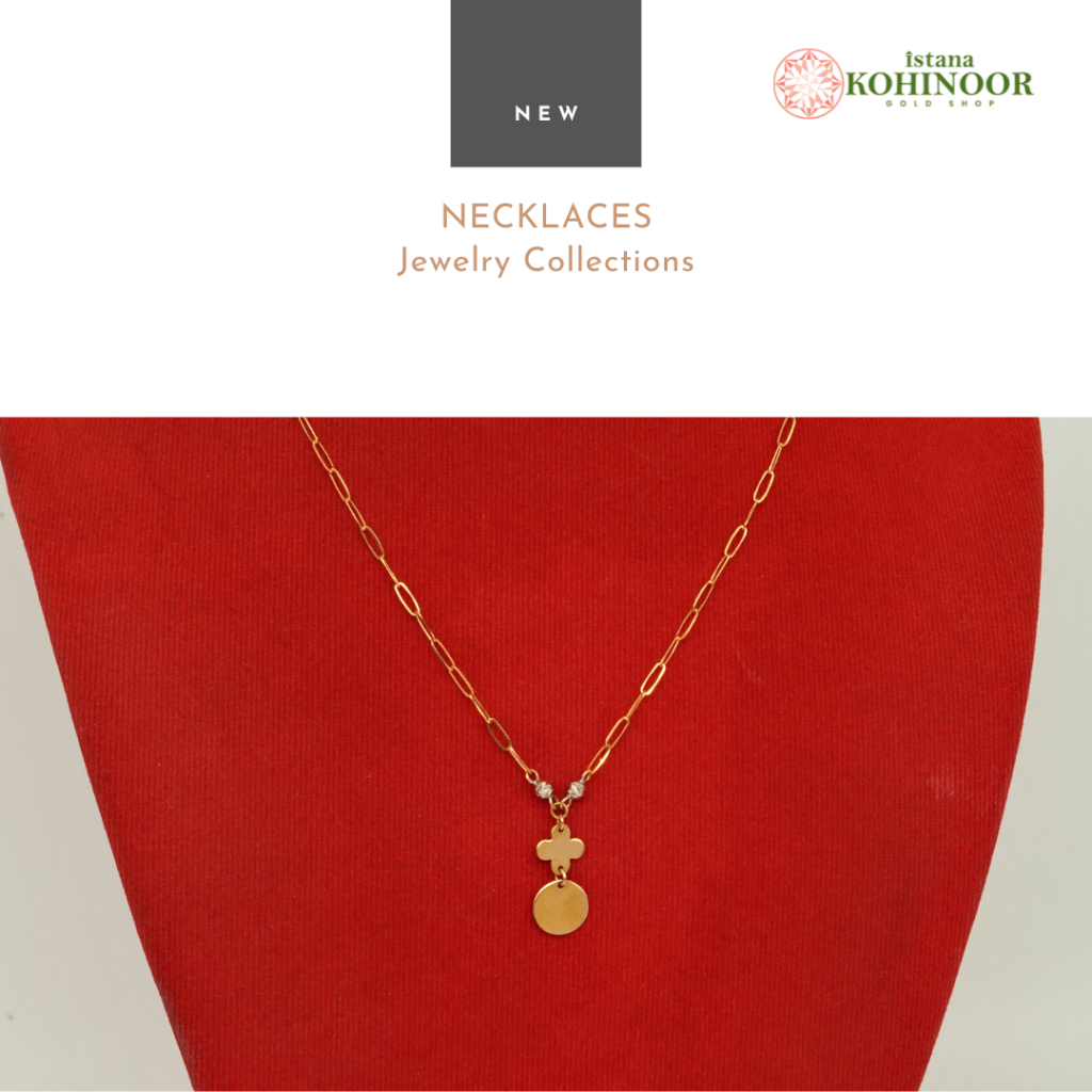 KOHINOOR KALUNG POLOS CIRCLE CLOVER PENDANTS YELLOW GOLD EMAS 16K